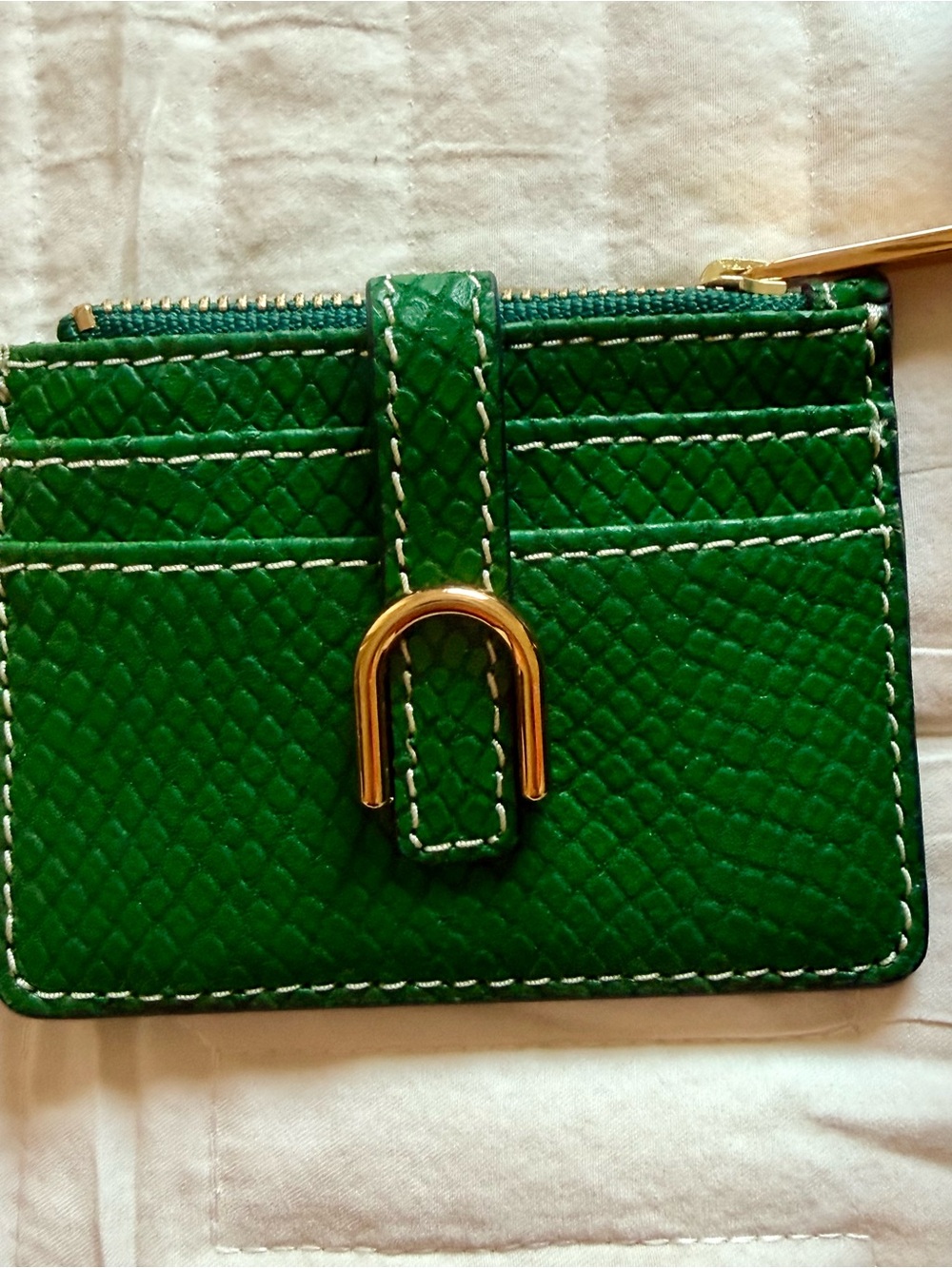 Fossil 2 pc set Heritage Green Python leather crossbody bag & card wallet NWOT - Picture 2 of 8